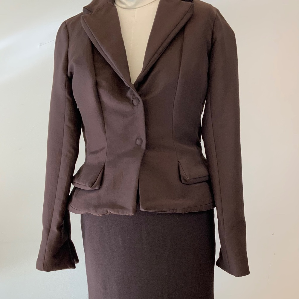 Lilith of France Silk Lined Fitted Brown Jacket